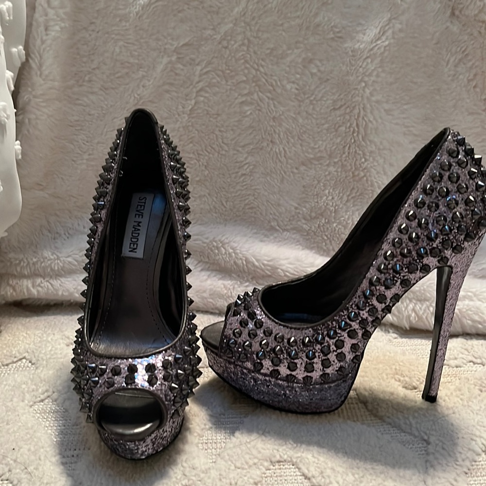Steve Madden Silver Studded Heels